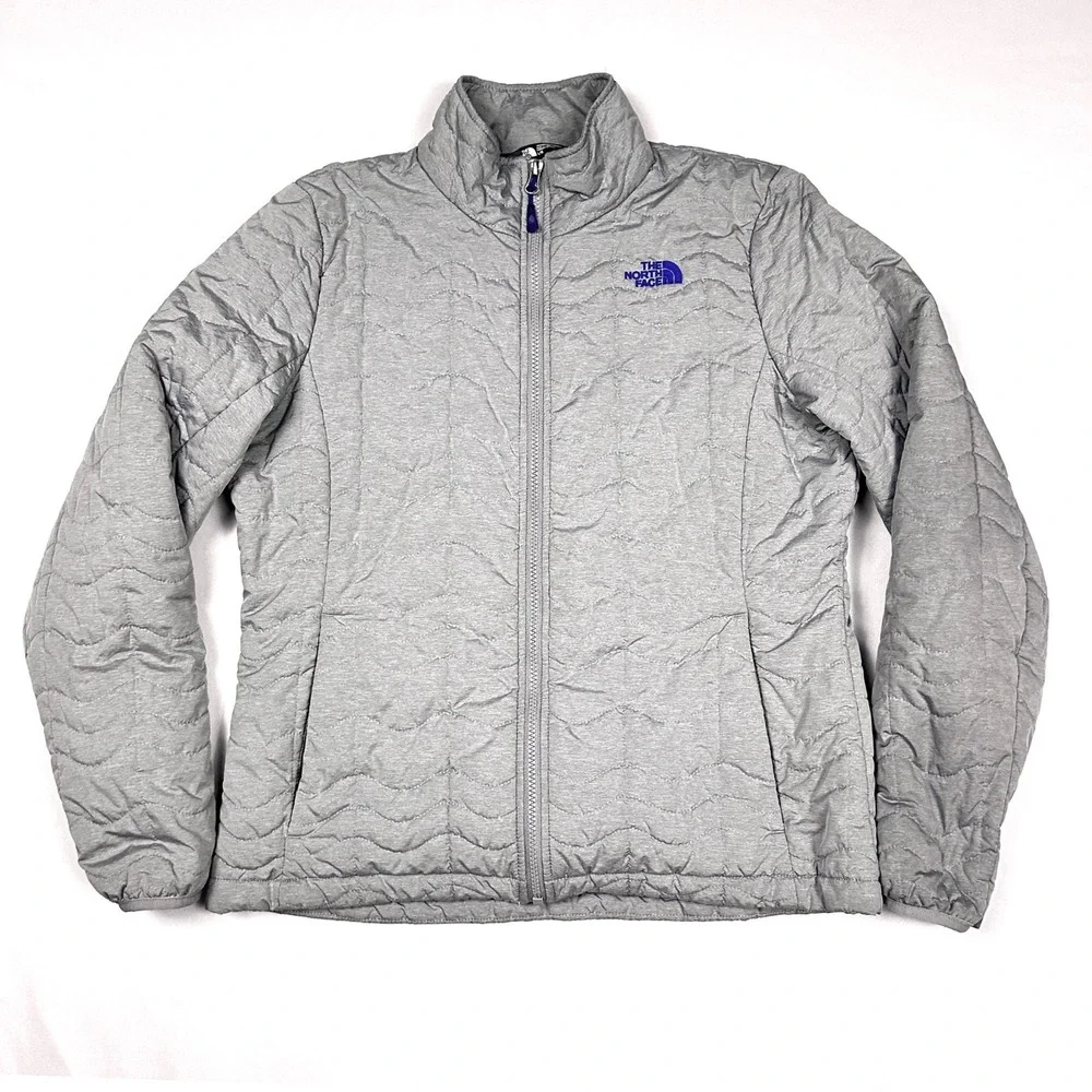 The North Face Thermoball Jacket Womens Large Gray Quilted Puffer Gorpcore
